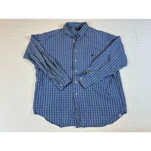 Vintage Polo Ralph Lauren Marlowe Shirt XL Mens Blue Purple Plaid Button Down